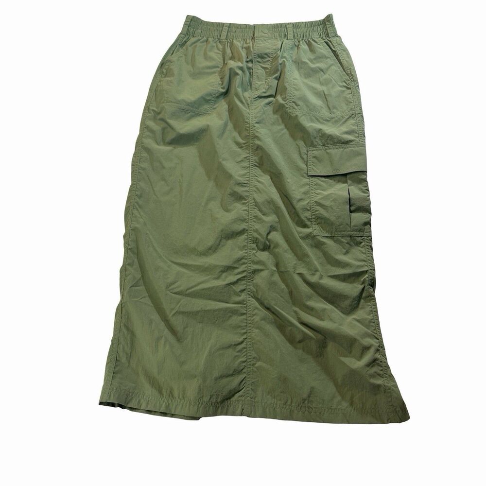 Aerie Offline Parachute Cargo Maxi Skirt Women M Green Nylon Y2K  Utility NEW